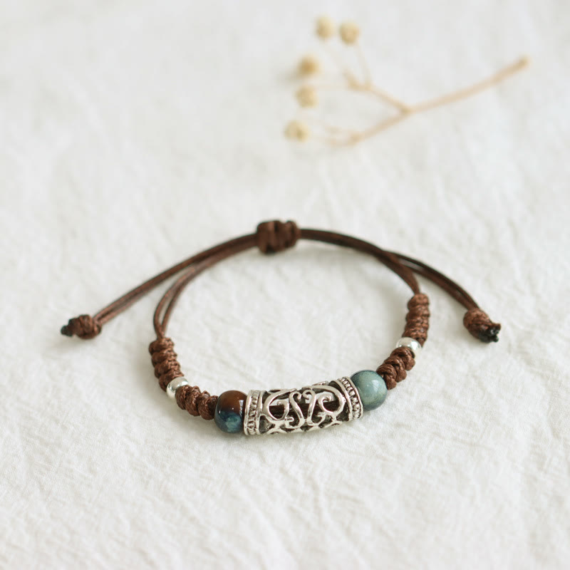 Buddha Stones Tibet Ceramic Bead Wealth String Bracelet Bracelet BS 2
