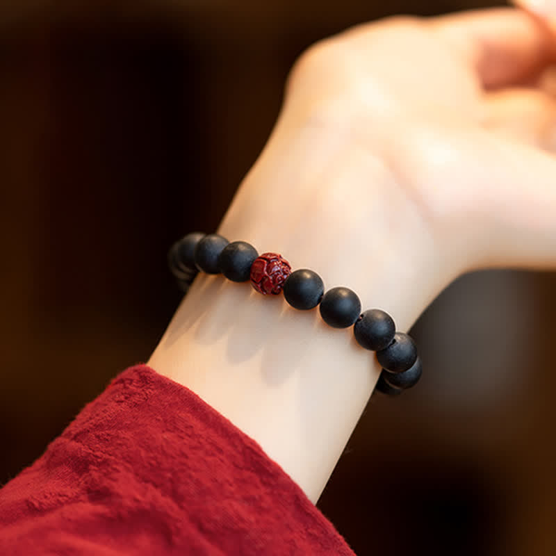 Bracelet de guérison Foviel en cyprès tibétain et lotus de cinabre