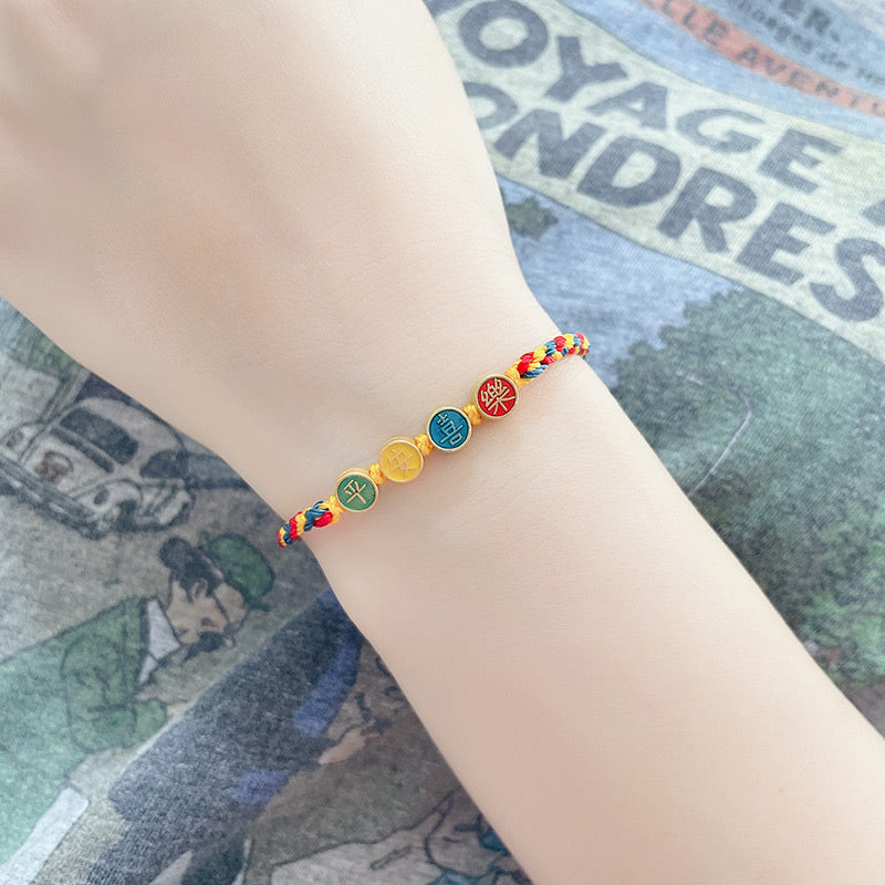 Buddha Stones Handmade Dunhuang Color Thread Peace And Joy Protection Braid String Bracelet Bracelet BS 7