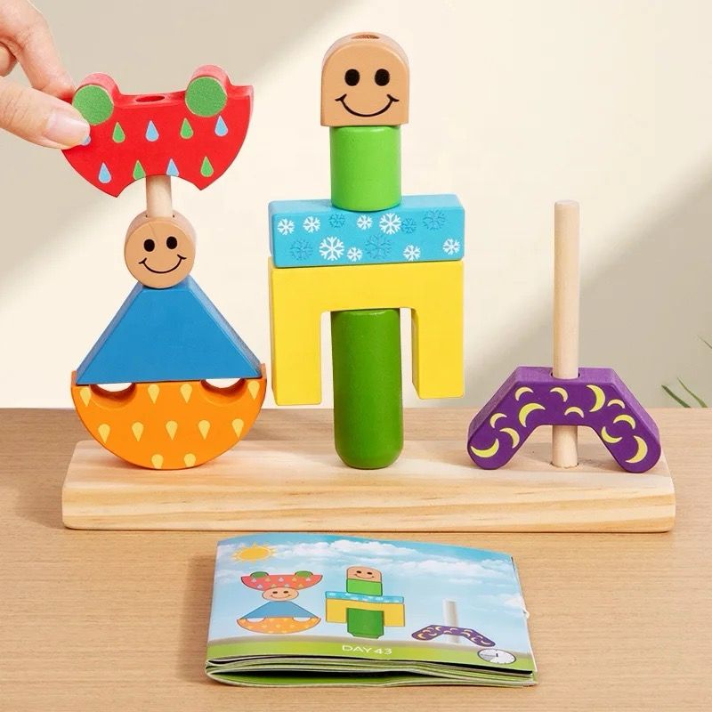 Casse-tête jour et nuit – Défi logique en bois pour les enfants d'âge préscolaire