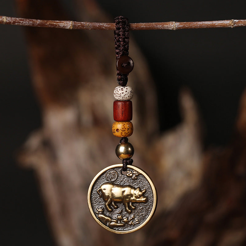 Chinese Zodiac Copper Luck Keychain Decoration Decoration BS Pig