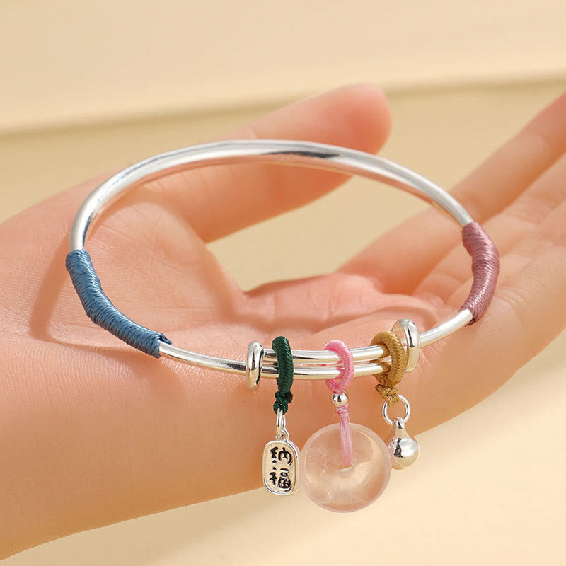 Buddha Stones Pink Crystal Peace Buckle Lucky Flower Love Bracelet Bangle Bracelet Bangle BS 10