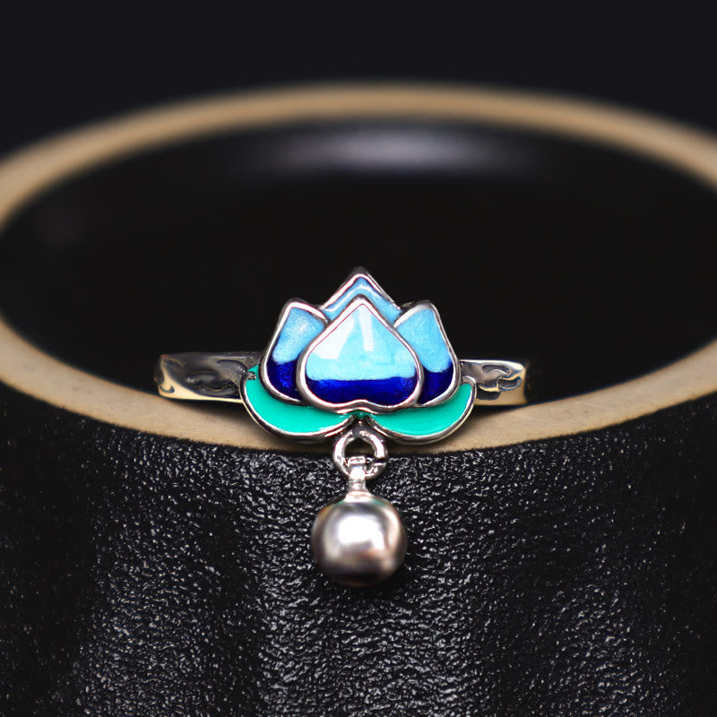 Buddha Stones Lotus Flower Pattern Enlightenment Ring Ring BS 2