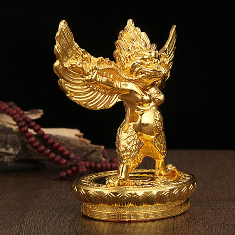 Buddha Stones Tibetan Gold Garuda Bird Alloy Protection Home Decoration Decorations BS 1