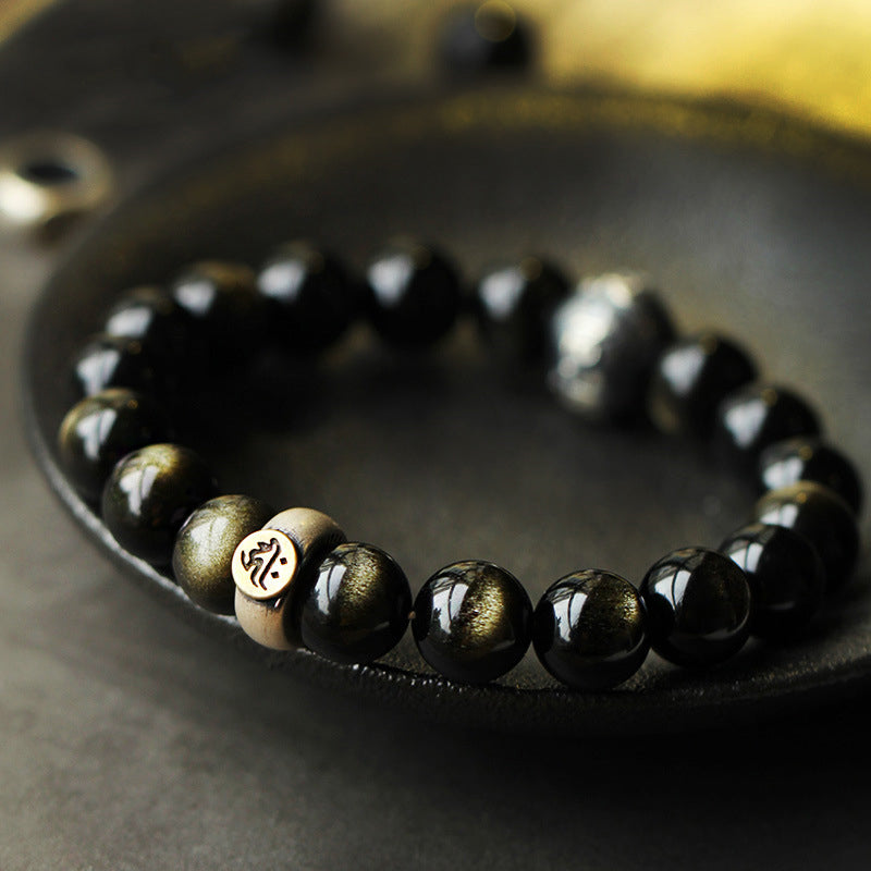 Buddha Stones Chinese Zodiac Obsidian Purification Bracelet - image 8
