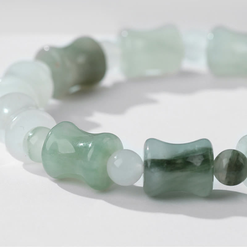 Buddha Stones Jade Coconut Shell Bamboo Pattern Abundance Luck Bracelet Bracelet BS 3