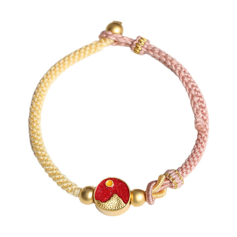 Buddha Stones Handmade Mountain and Sea Engraved Luck Two-Color String Couple Bracelet Bracelet BS 9