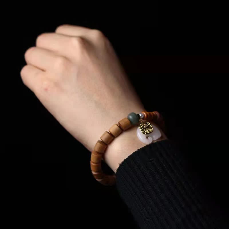Buddha Stones Sandalwood Jade Elephant Protection Bracelet Bracelet BS 5