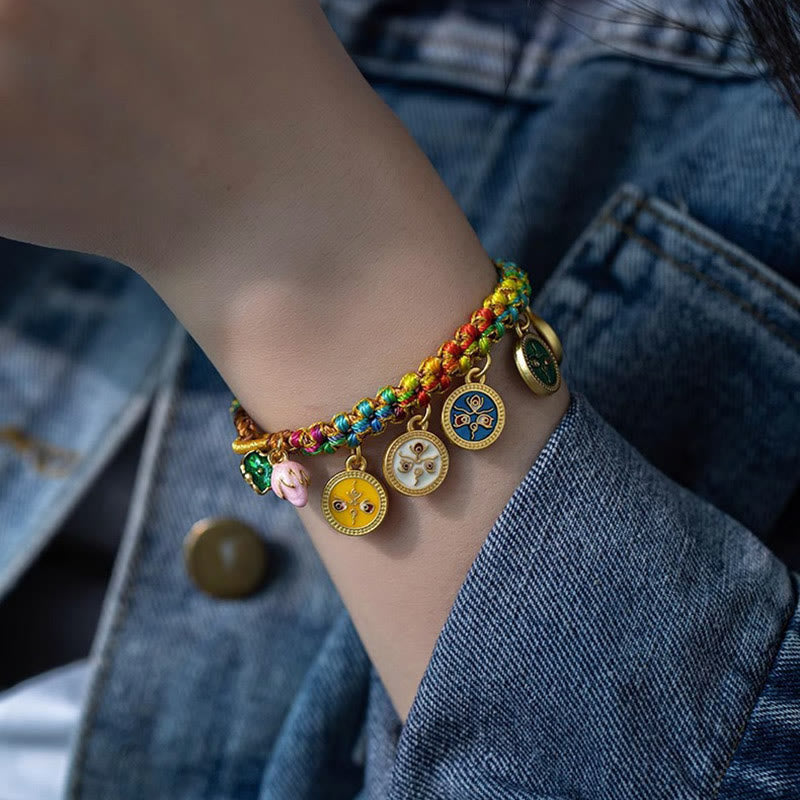 Buddha Stones Tibetan Colorful Rope Five God Of Wealth Luck Braid Bracelet Bracelet BS 2