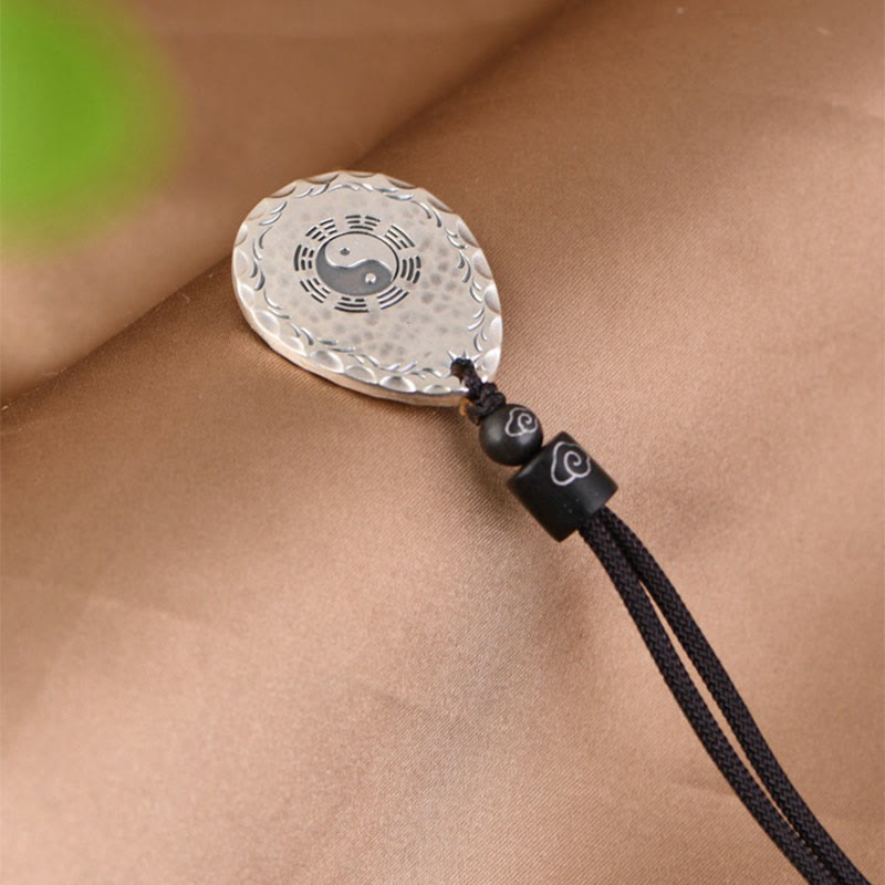 Buddha Stones Vintage 999 Sterling Silver Yin Yang Bagua Water Drop Design Balance Harmony Necklace Pendant Necklaces & Pendants BS 6