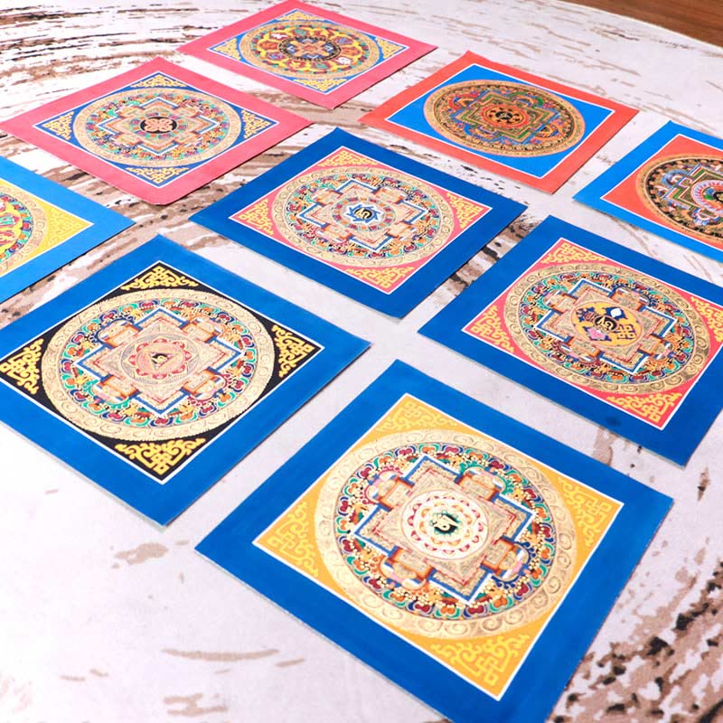 Buddha Stones Tibetan Handmade Thangka Painting Blessing Thangka Blind Box Random Color Pattern Tibetan Thangka BS 13