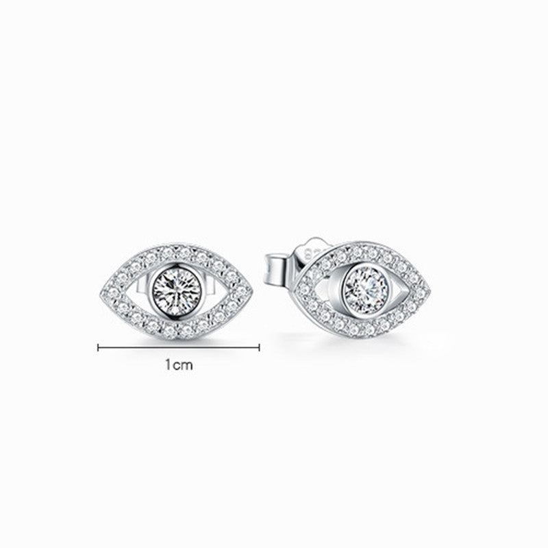 Foviel 925 Sterling Silver Evil Eye Symbol Protection Stud Earrings