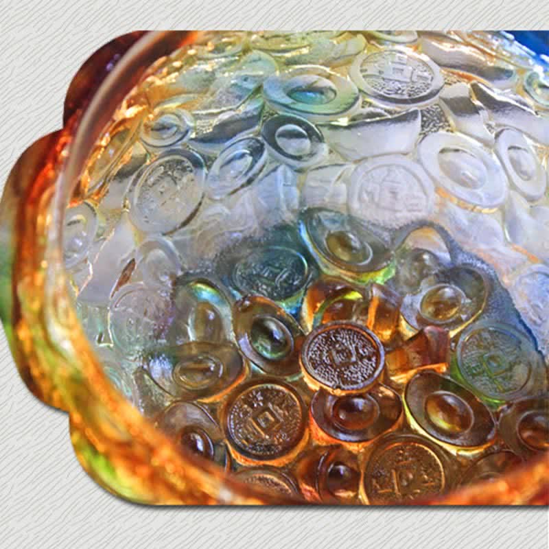 Buddha Stones Handmade Liuli Crystal Treasure Bowl Art Piece Home Decoration Decorations BS 16