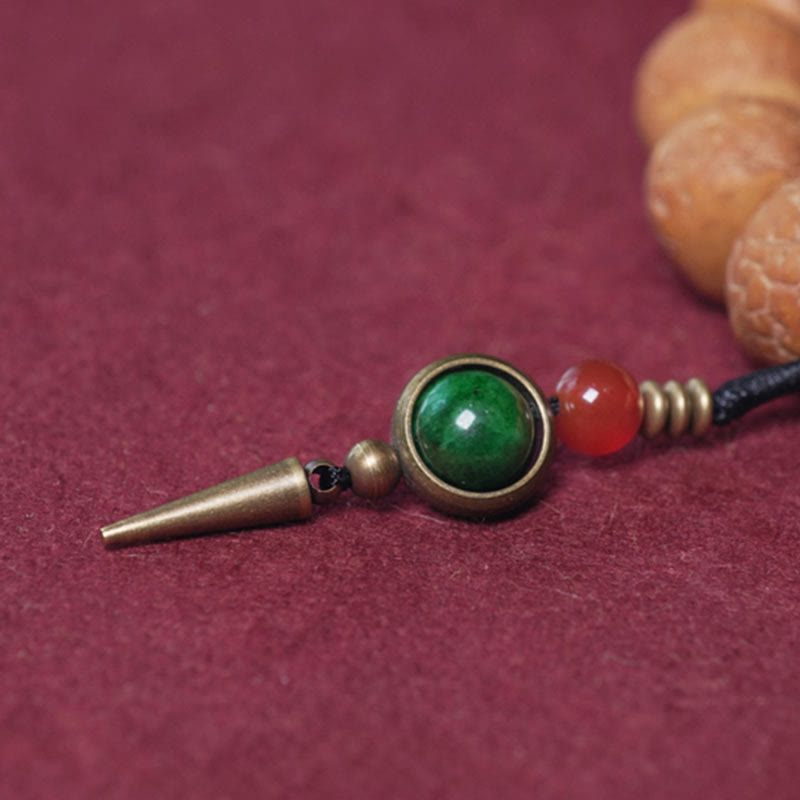 Buddha Stones Tibet Bodhi Seed Dzi Bead Peace Charm Wrist Mala Bracelet Wrist Mala BS 3