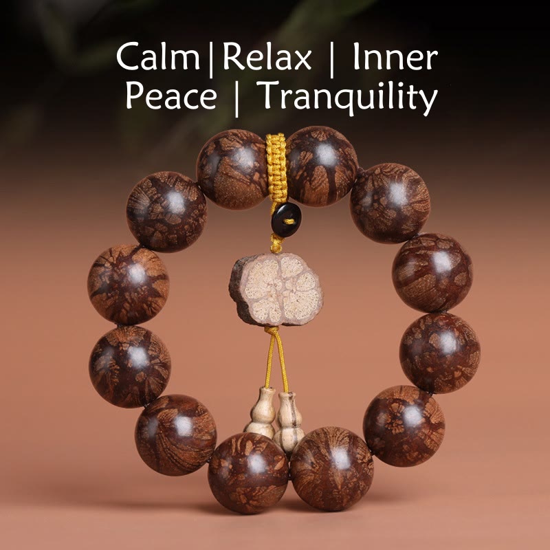 Buddha Stones Plum Blossom Wood Inner Peace Bracelet Bracelet BS 20mm(Wrist Circumference 19-21cm)