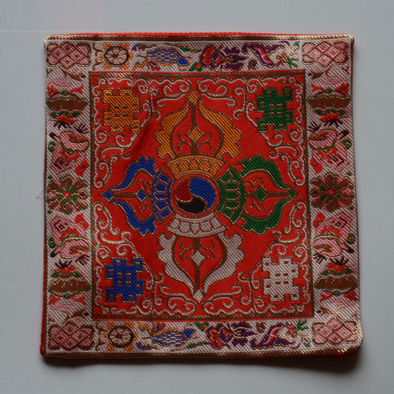 Buddha Stones Prayer Altar Mat Healing Meditation Vajra Auspicious Symbols Prayer Altar BS Vajra Red