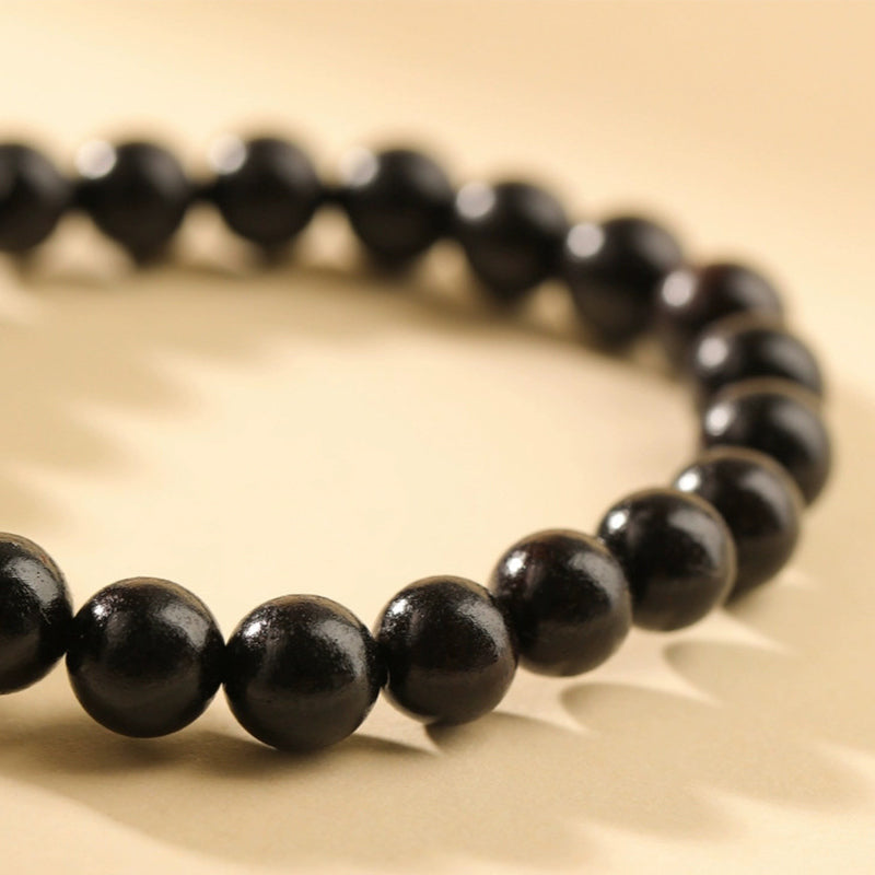 Buddha Stones Cute Ebony Wood Cat Head Pattern Peace Bracelet Bracelet BS 3