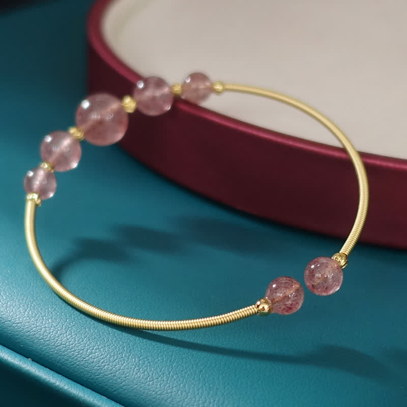 Buddha Stones Natural Strawberry Quartz Love Healing Bracelet Bangle Bracelet BS 2