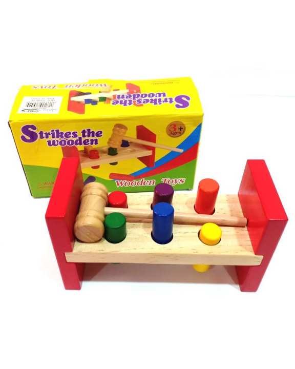 Fidtoy Wooden Hammer Color Recognition Percussion Table | Early Learning Toy