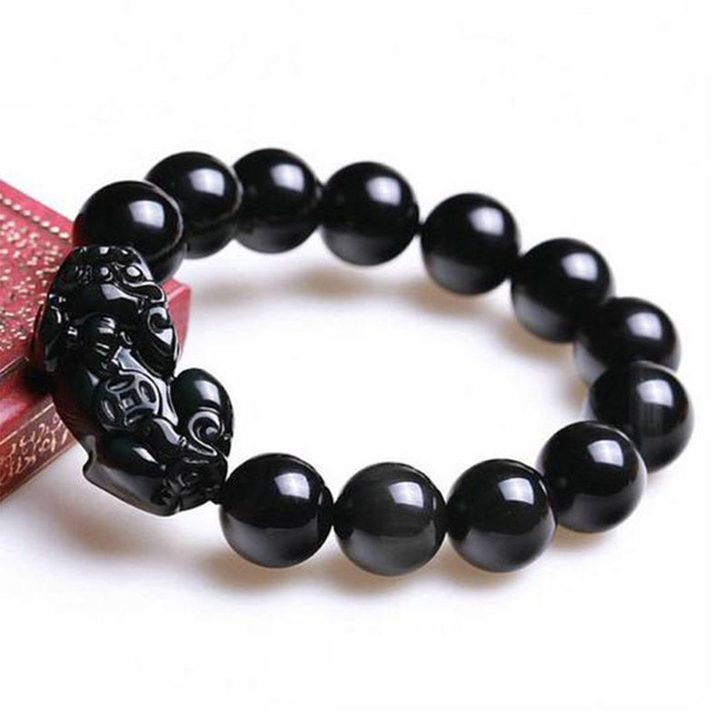 Bracelet de richesse Foviel Feng Shui PiXiu en obsidienne