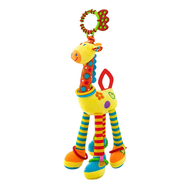 Fidtoy Giraffe Plush Rattle Teether Toy for Babies – Sensory Crinkle Baby Rattle with Teething Ring and Clip