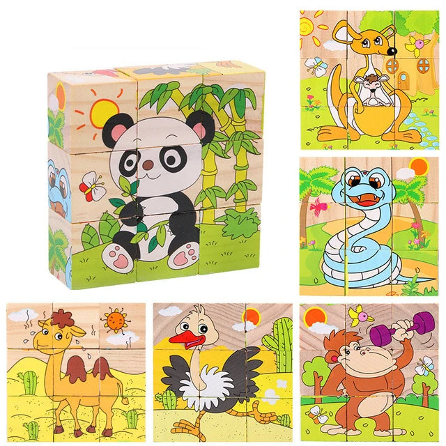 Cubo de rompecabezas de madera para niños
