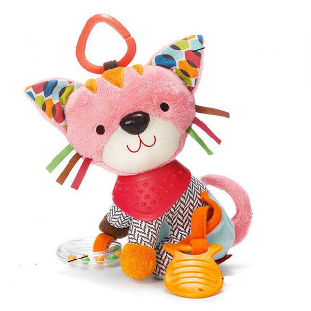 Fidtoy Plush Baby Teether Toy with Rattle – Soft Sensory Activity Toy for Infant Teething, Stroller Play, and Travel