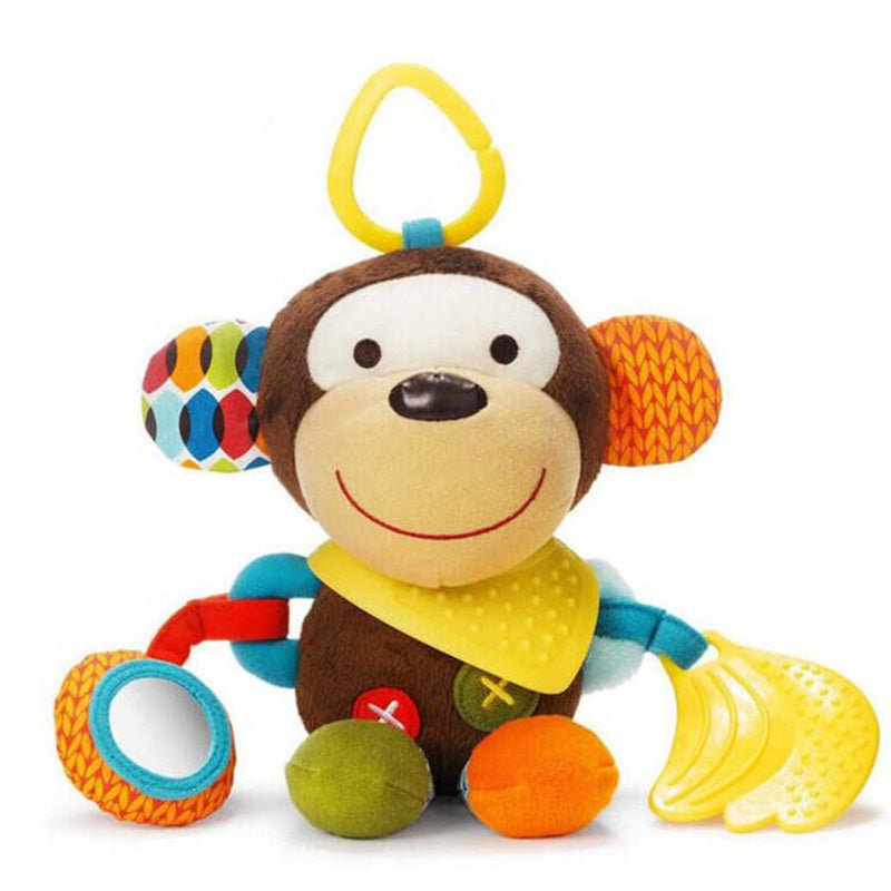 Fidtoy Plush Baby Teether Toy with Rattle – Soft Sensory Activity Toy for Infant Teething, Stroller Play, and Travel