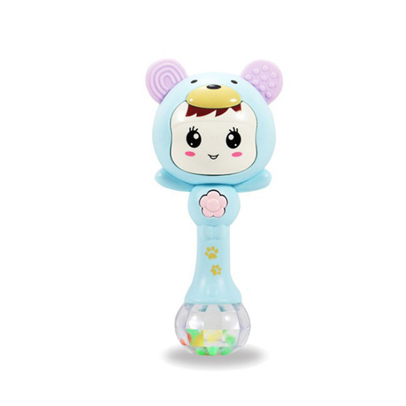 Fidtoy Light Up Musical Baby Rattle Teether Toy – Pink Sensory Rattle with Lights, Sounds, Teething Ears, and Early Development Play