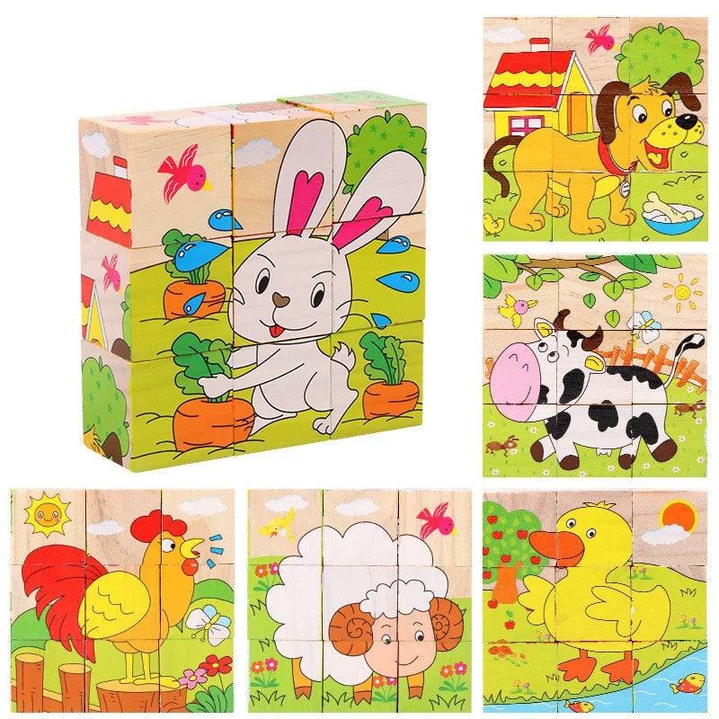 Cubo de rompecabezas de madera para niños