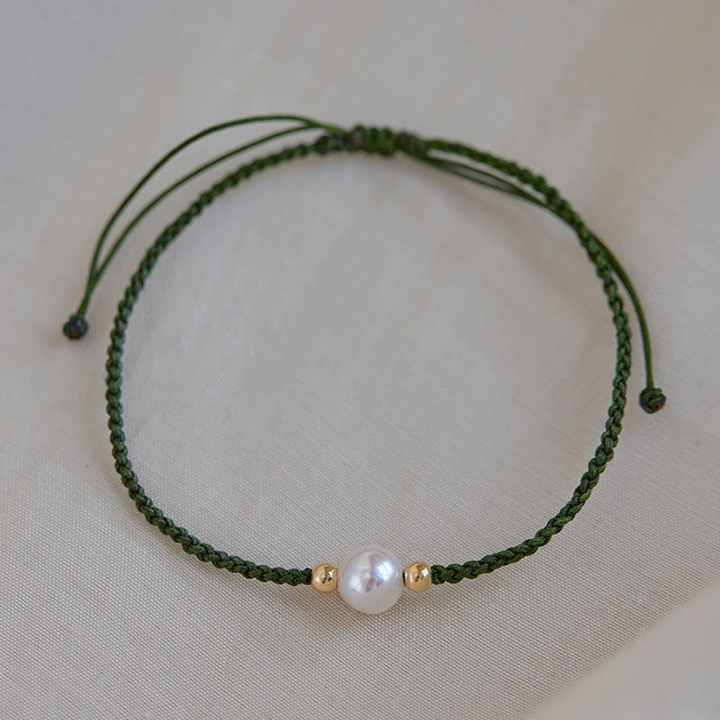Buddha Stones Natural Pearl Bead Luck Braid String Bracelet Bracelet BS 9
