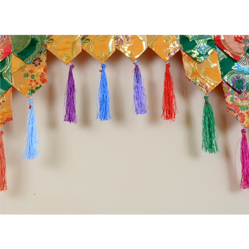 Buddha Stones Tibetan Five Colors Hanging Curtain Prayer Altar Healing Meditation Curtain Prayer Altar BS 6