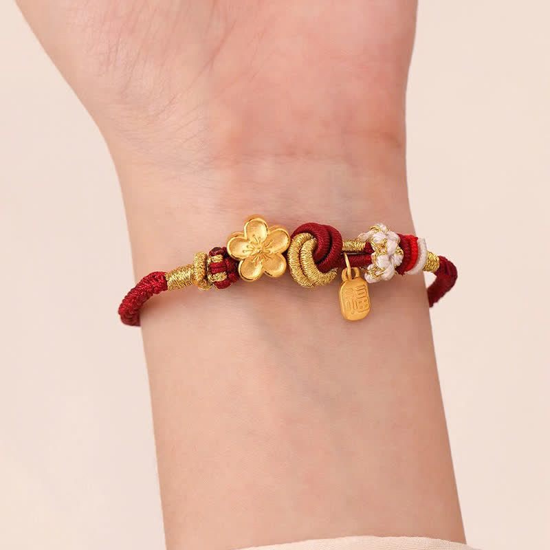 Foviel Peach Blossom Happiness Charm Luck Red String Bracelet