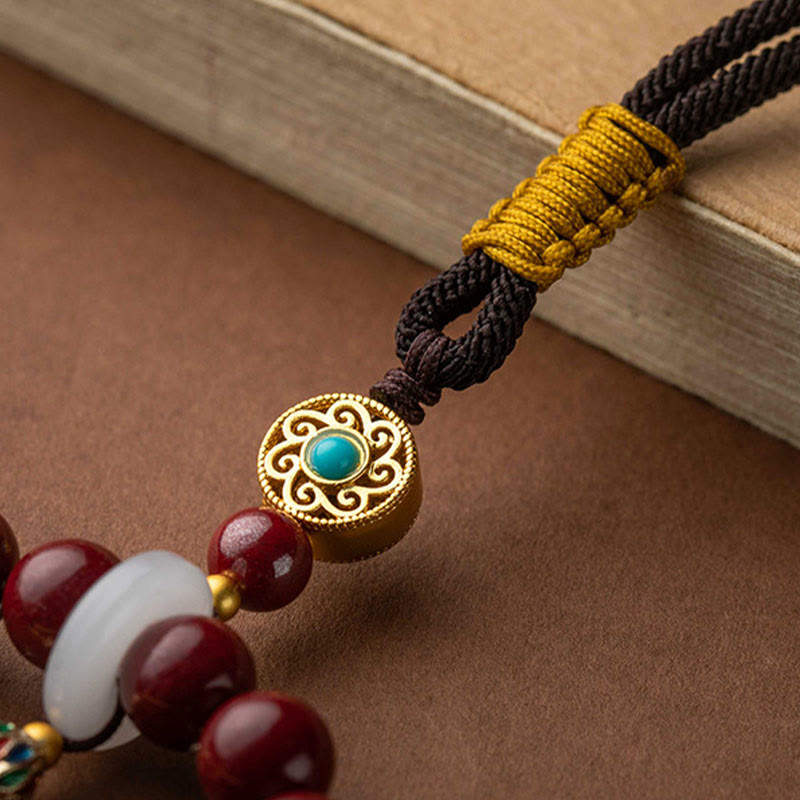 Buddha Stones Natural Cinnabar Wish Ruyi Peace Blessing Car Hanging Decoration Car Hanging Decoration BS 8