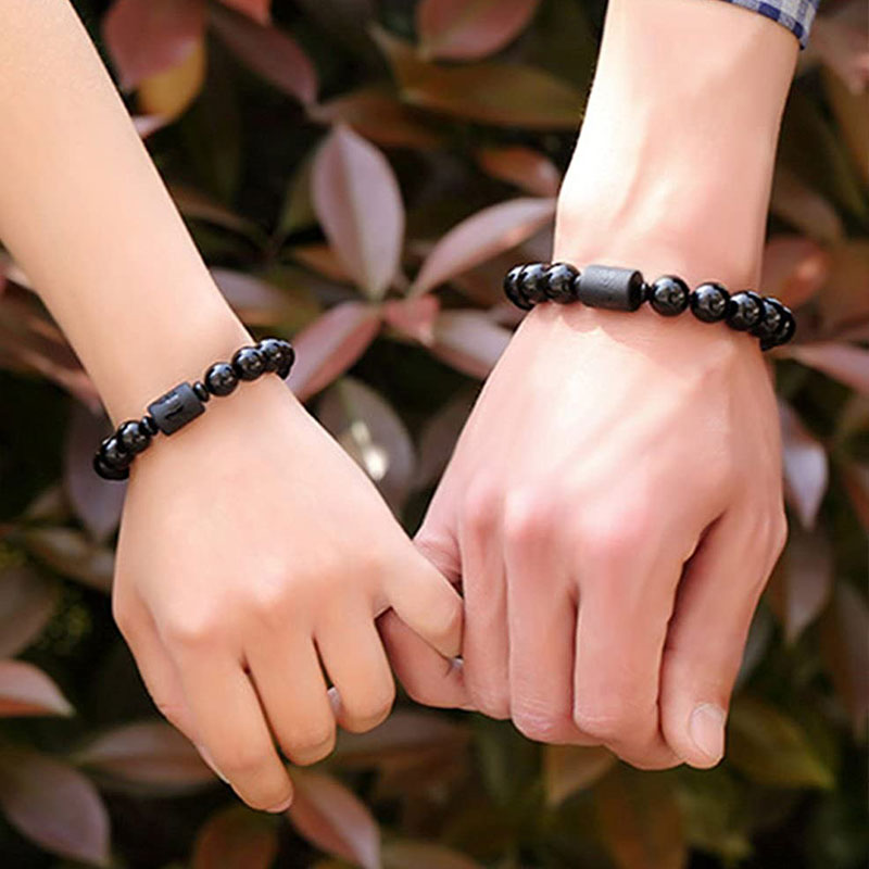 Bracelet Phénix et Dragon en obsidienne noire pour la purification de l'âme Foviel