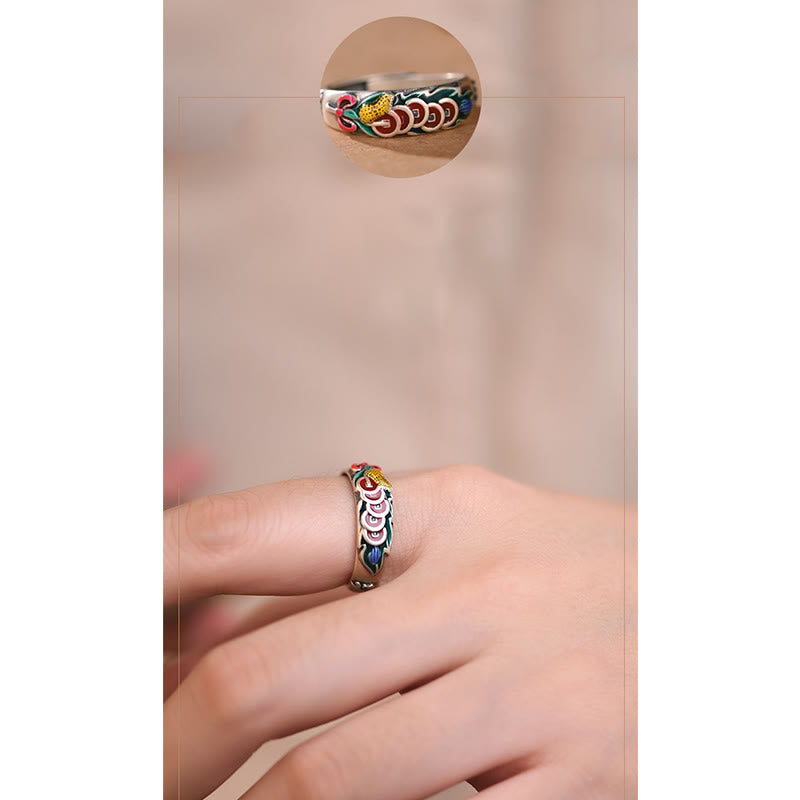 Buddha Stones Feng Shui Five Emperor Coins Wealth Ring Ring BS 10