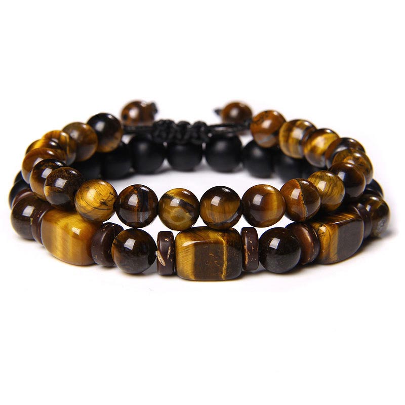Buddha Stones Tiger Eye Frosted Stone Hematite Courage Bracelet Bracelet BS 3
