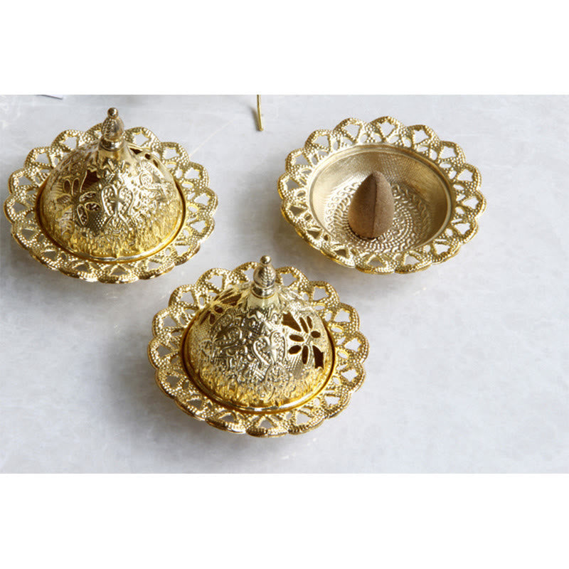 Buddha Stones Tibetan Gold Mini Meditation Incense Burner Incense Burner BS 8