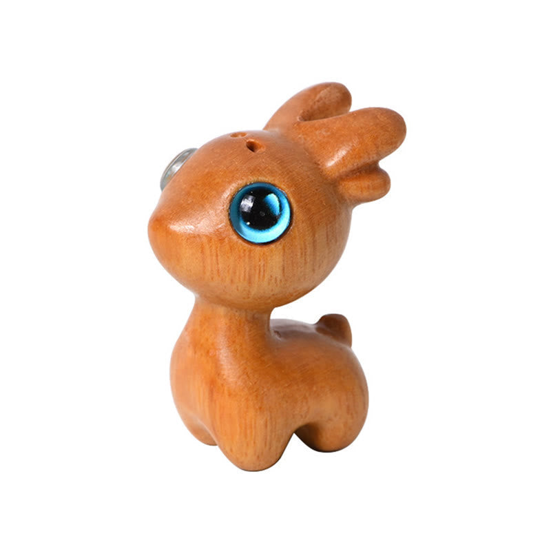 Foviel Small Leaf Red Sandalwood Ebony Wood Sandalwood Green Sandalwood Lucky Mini Deer Protection Decoration