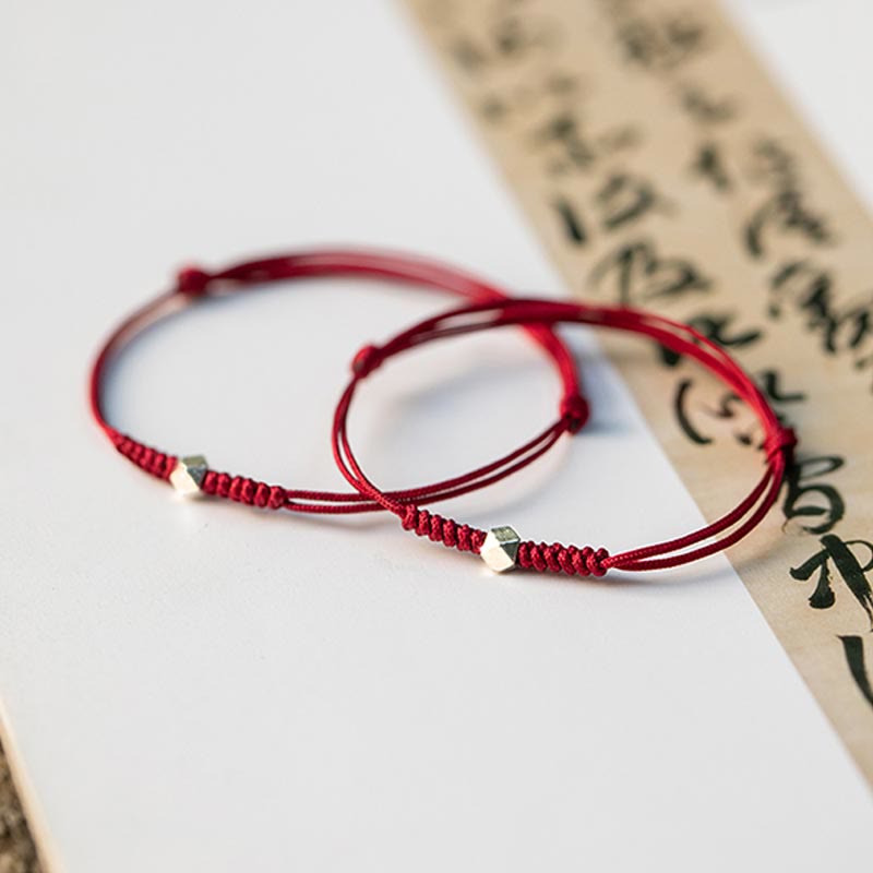 Buddha Stones 925 Sterling Silver Luck Bead Protection Red String Braided Bracelet Bracelet BS 15