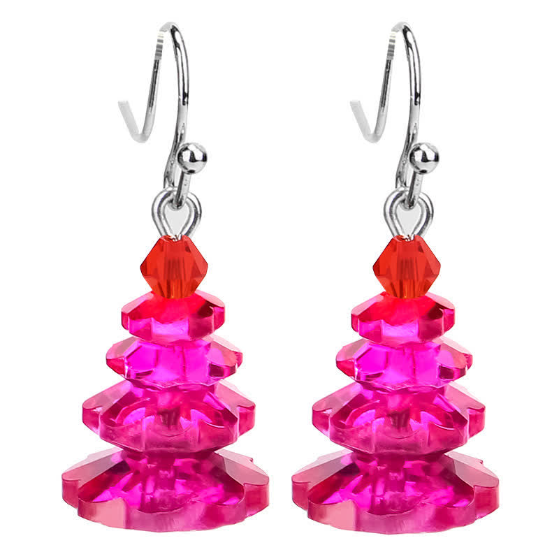 Buddha Stones Various Crystals Christmas Tree Amethyst Peace Healing Drop Earrings Earrings BS Rose Red