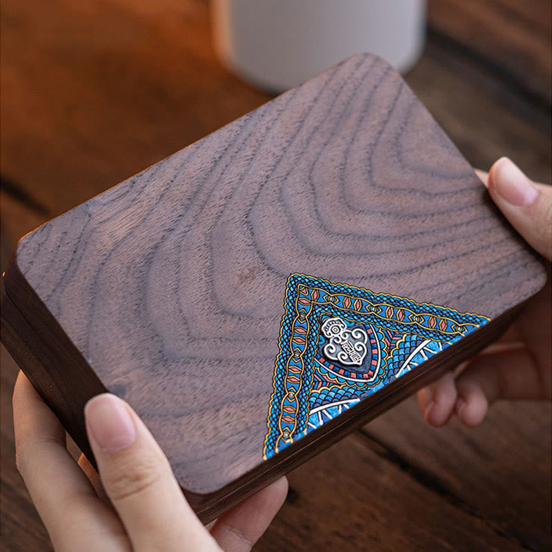 Buddha Stones Vintage Handmade Black Walnut Wood Jewelry Storage Box Wooden Gift Box Jewelry Storage Box BS 8