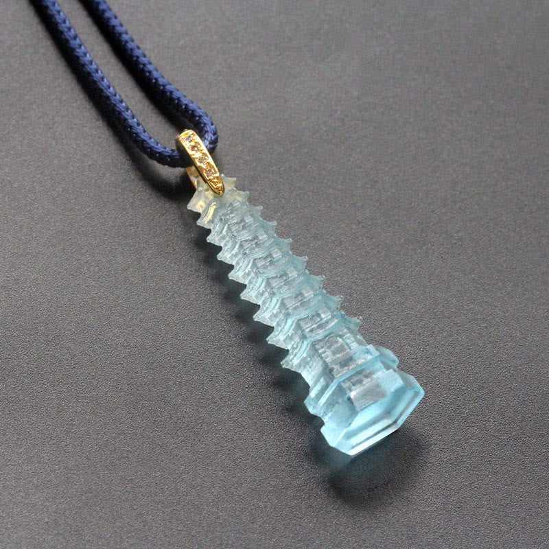 Buddha Stones Liuli Ancient Pagoda Wisdom Necklace Necklaces & Pendants BS 16