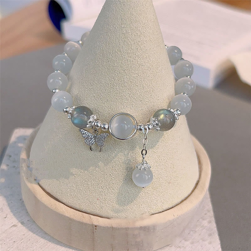 Foviel Cat's Eye Moonstone Butterfly Star Charm Support Bracelet