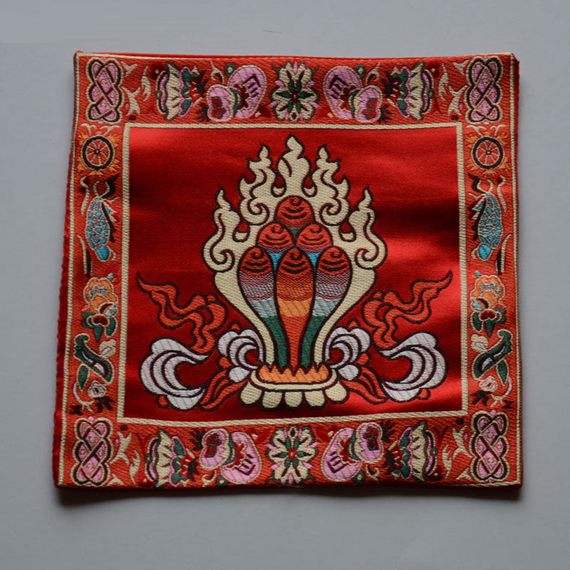 Buddha Stones Prayer Altar Mat Healing Meditation Vajra Auspicious Symbols Prayer Altar BS The Chintamani Jewel Red