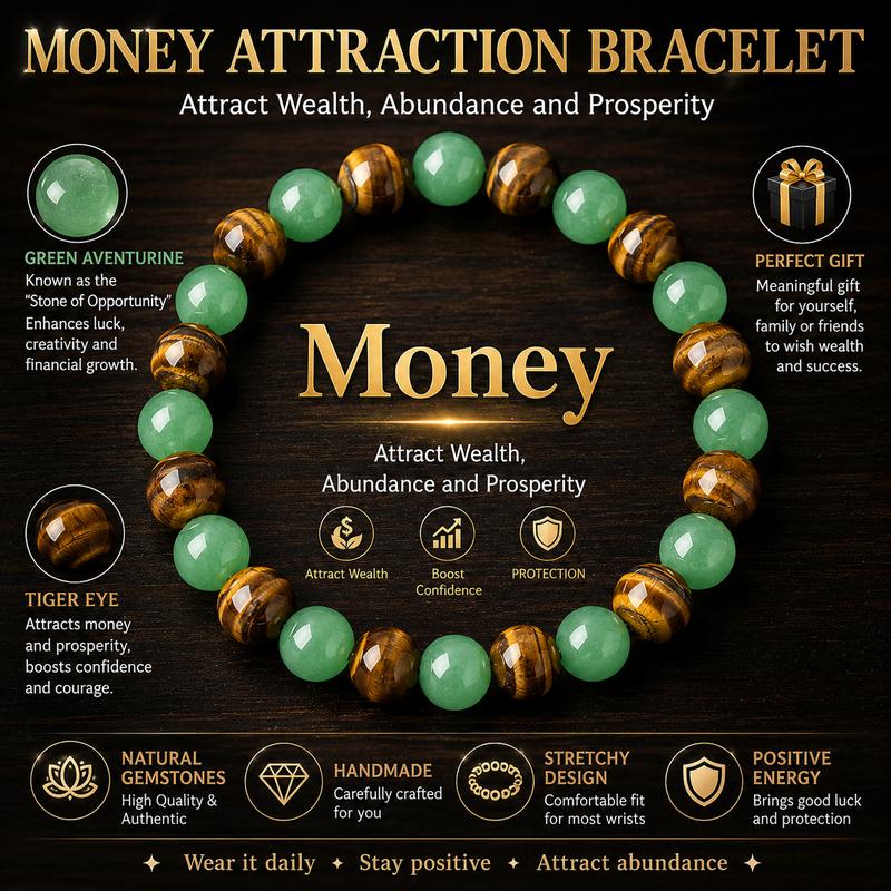 Foviel Green Aventurine & Tiger's Eye Alternating Bead Bracelet