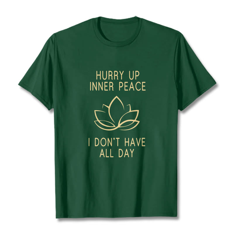 Buddha Stones HURRY UP INNER PEACE Tee T-shirt T-Shirts BS ForestGreen Lotus XXL