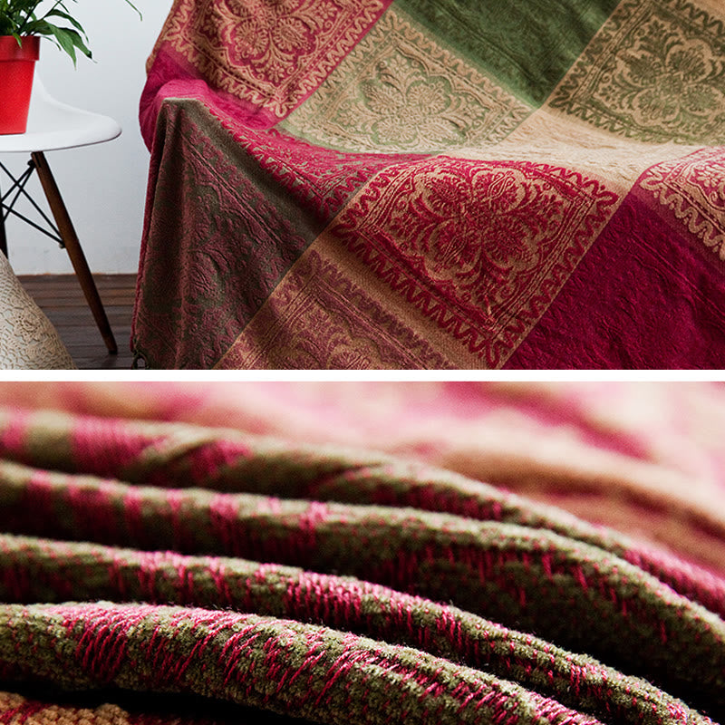 Buddha Stones Tibetan Multicolored Flower Pattern Hand-Dyed Blanket Blanket BS 6