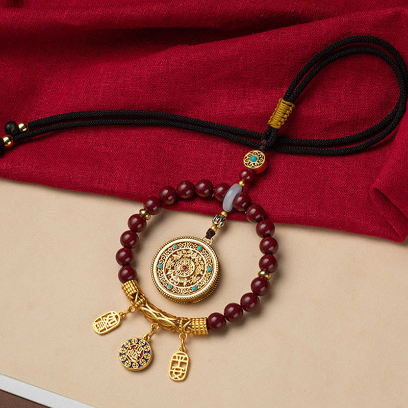Buddha Stones Natural Cinnabar Wish Ruyi Peace Blessing Car Hanging Decoration Car Hanging Decoration BS 12
