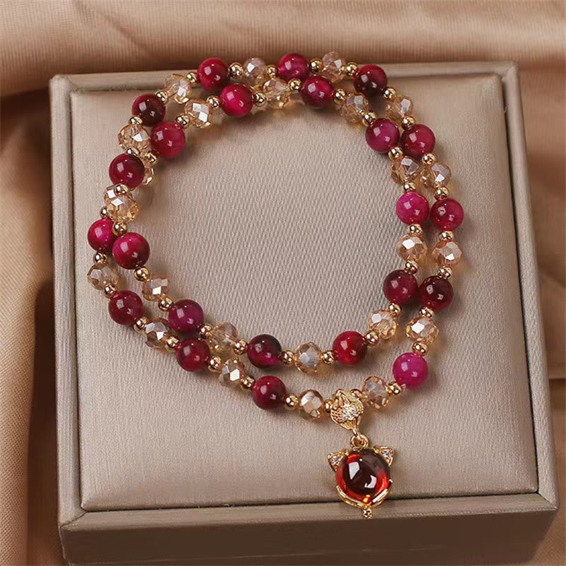 Buddha Stones Red Tiger Eye Fox Protection Double Wrap Bracelet Bracelet BS 1